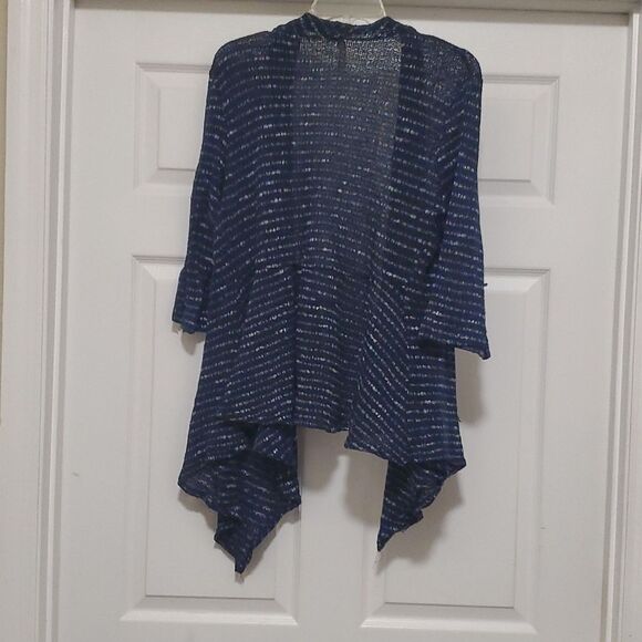 Chenault Women's M Black & gray open front assymetrical cardigan - Picture 2 of 6